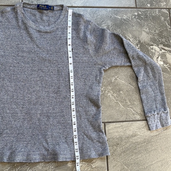 🤍 Polo Ralph Lauren grey waffle knit thermal size large 100% Cotton - Picture 6 of 6
